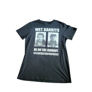Home Alone Wet Bandits Be On The Lookout Harry & Marv T-shirt Sz M Black/White